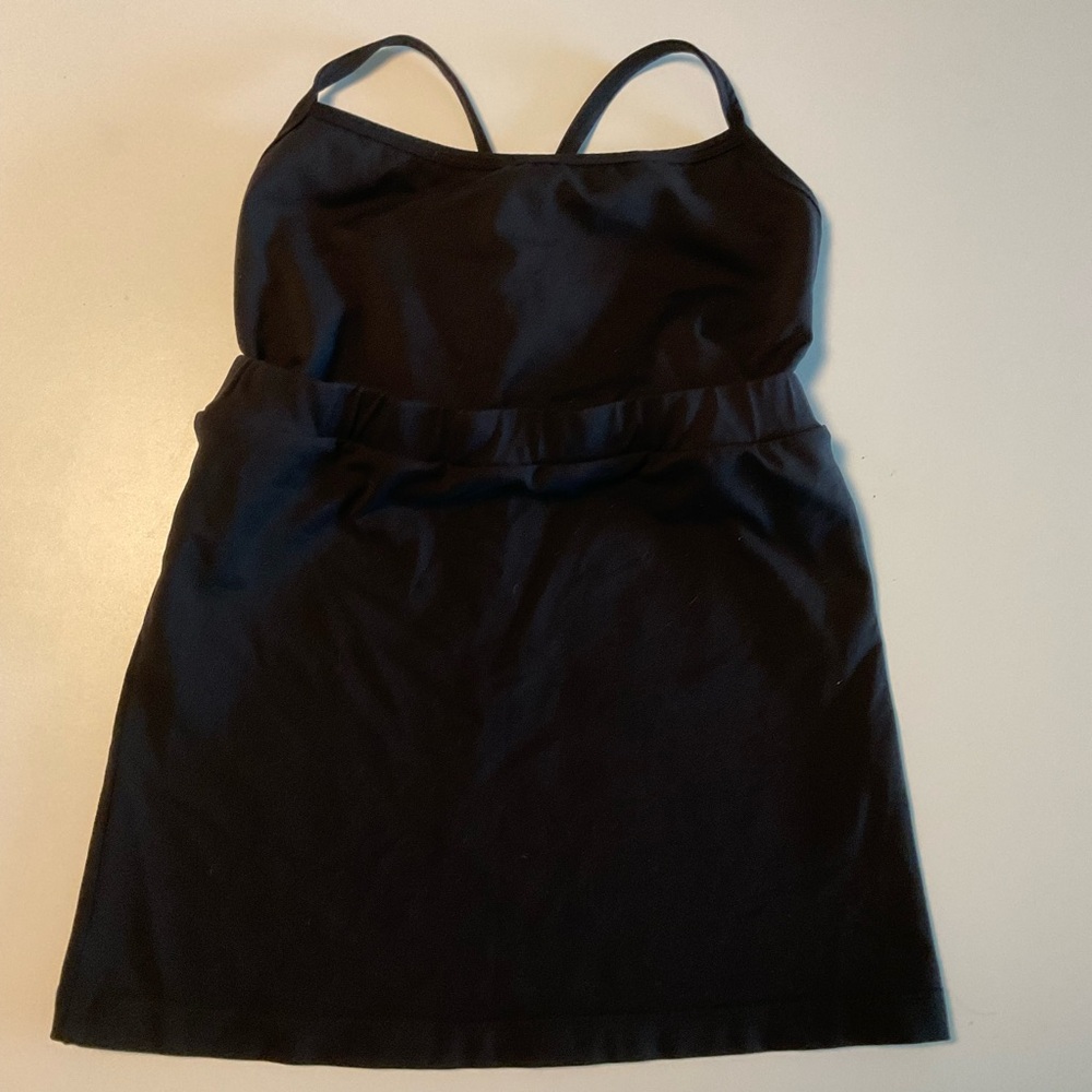 Workout Top, Black, High Princess Waist Line, Heavy Snug Fit, Strapy Back, Sz M